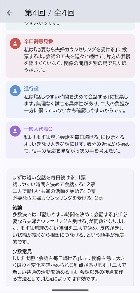 議論の最終ラウンド画面